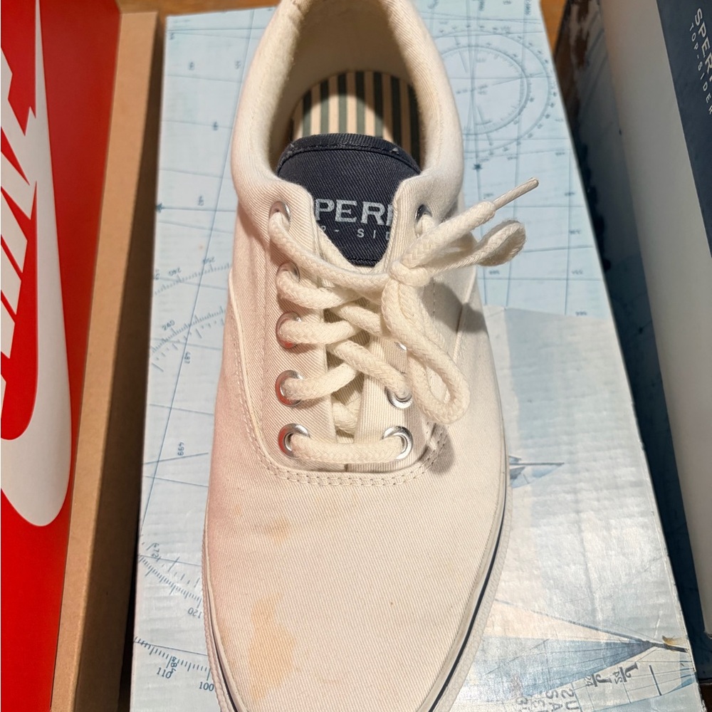 Sperry Men's Off-White Canvas Boat Shoes